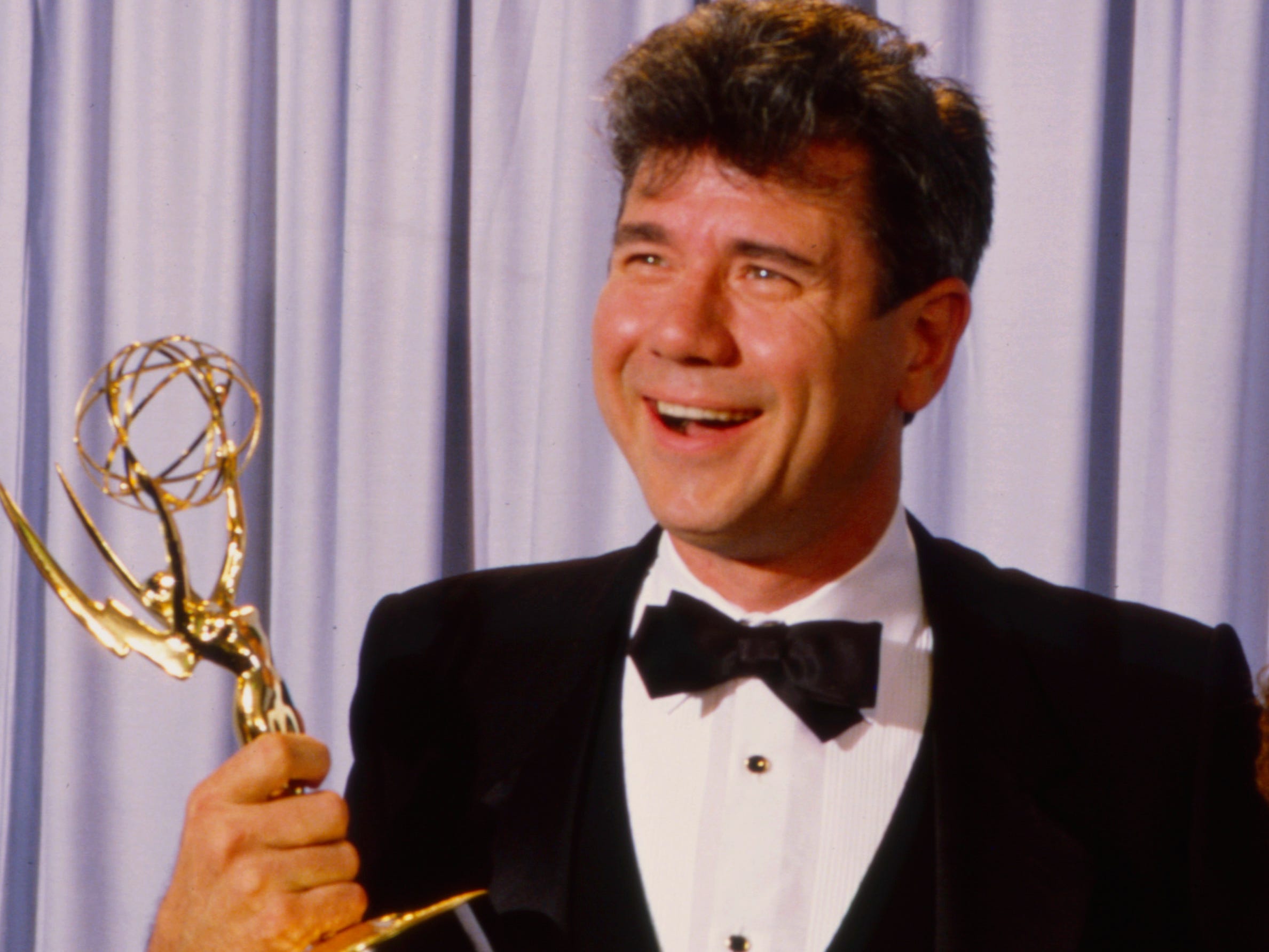 John Larroquette with his Emmy Award, Linda Lavin appearing on the ABC tv special the 37th Primetime Emmy Awards / the 1985 Emmy Awards,