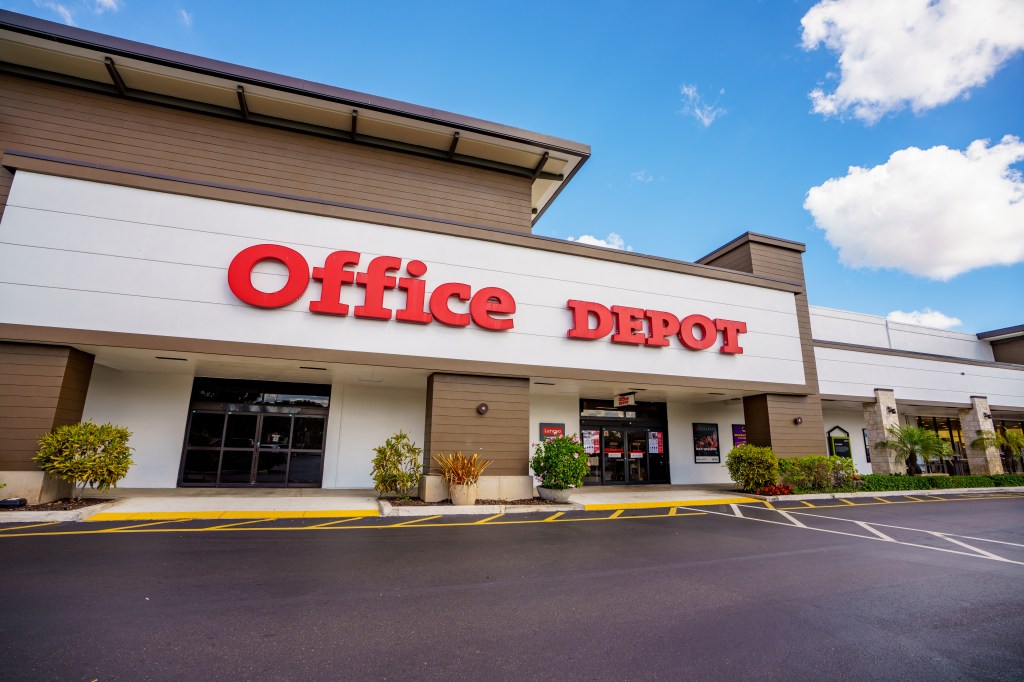Office Depot store at Tower Shops outdoor mall in Davie, Florida.