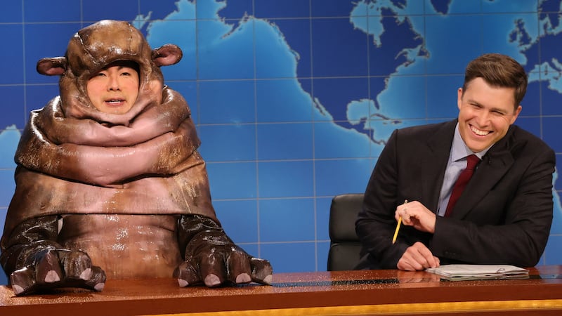 Bowen Yang and Colin Jost on Saturday Night Live
