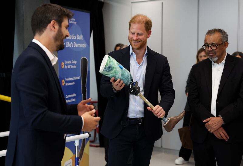 Britain's Prince Harry visits the Centre for Blast Injury Studies at Imperial College London, in London, Britain, Sept. 10, 2025.