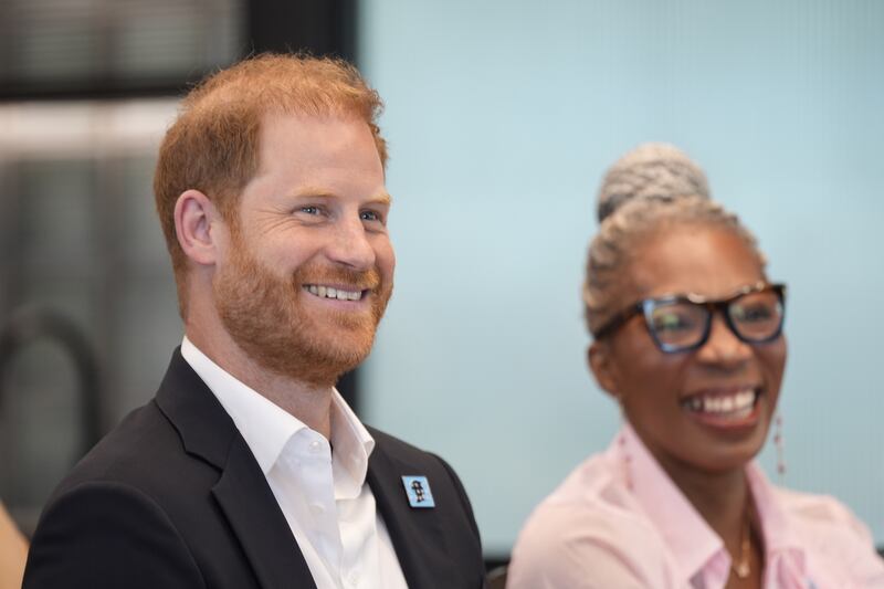 Prince Harry, Duke of Sussex takes part in a panel discussion on how social action positively impacts mental health with four young people who are involved with The Diana Award, in Salisbury Square on September 11, 2025 in London, England. (Photo by Aaron Chown - Pool/Getty Images)