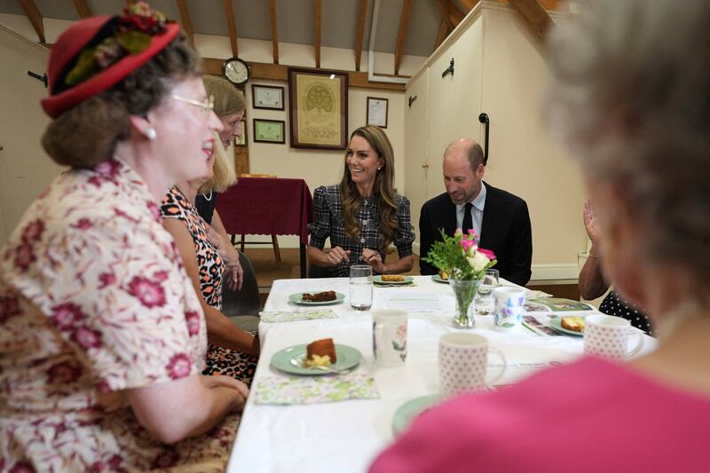 Britain's Prince William, and Kate, the Princess of Wales visit the National Federation of Women's Institute to commemorate the three-year anniversary of the death of Queen Elizabeth II in Sunningdale, Britain, September 8, 2025. Alastair Grant/Pool via REUTERS