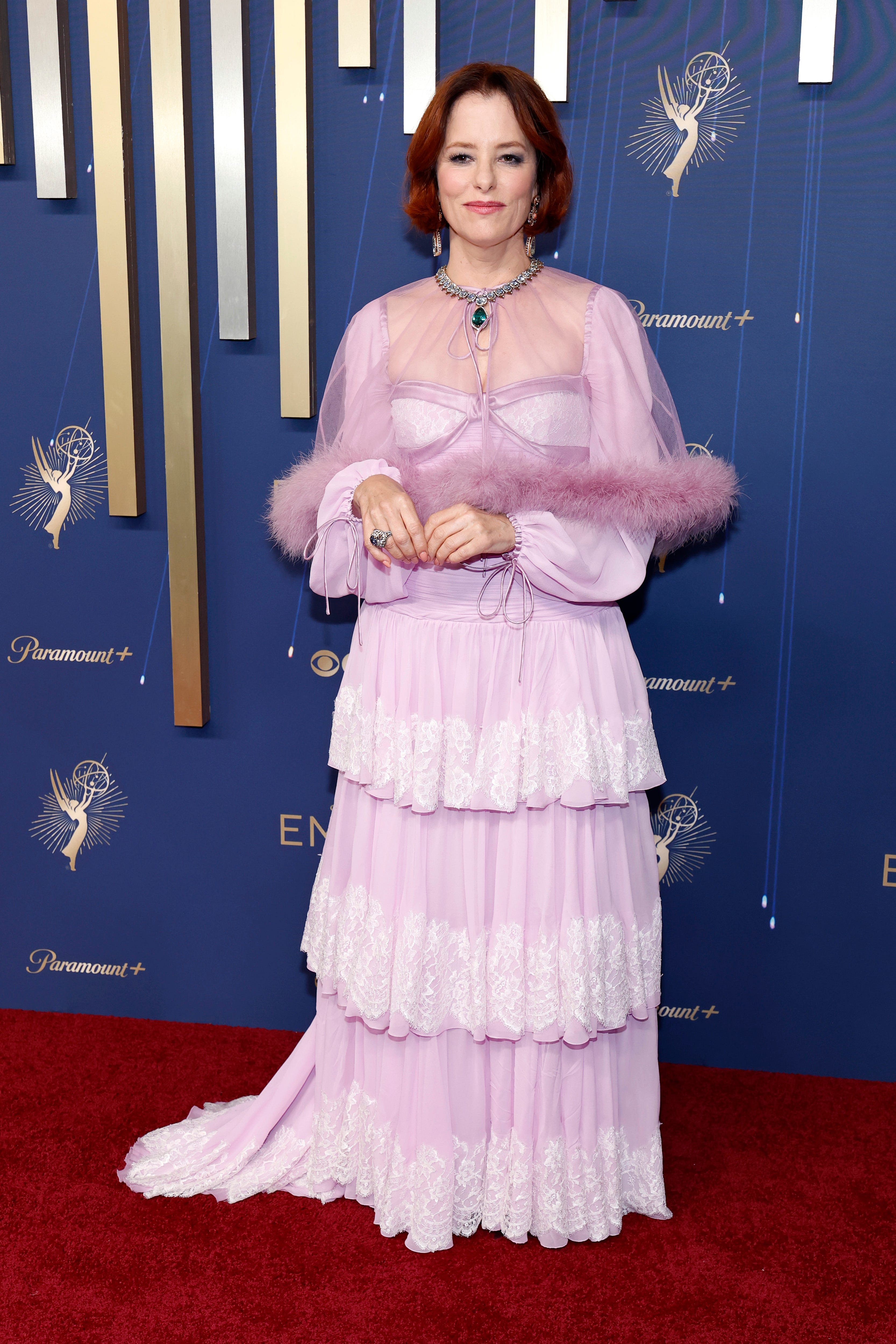 Parker Posey attends the Emmy Awards in September 2025.