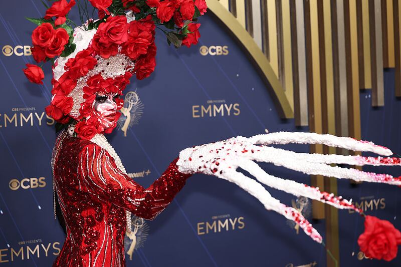Los Angeles, CA September 14, 2025 Lucky Starzzz on the red carpet at the 77th Primetime Emmy Awards at the Peacock Theater in Los Angeles, CA, Sunday, Sept. 14, 2025. (Allen J. Schaben / Los Angeles Times via Getty Images)