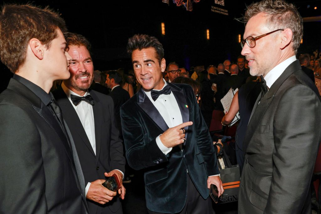 Mark Steven Johnson, Colin Farrell, and Joel Lubin attend The 77th Primetime Emmy Awards