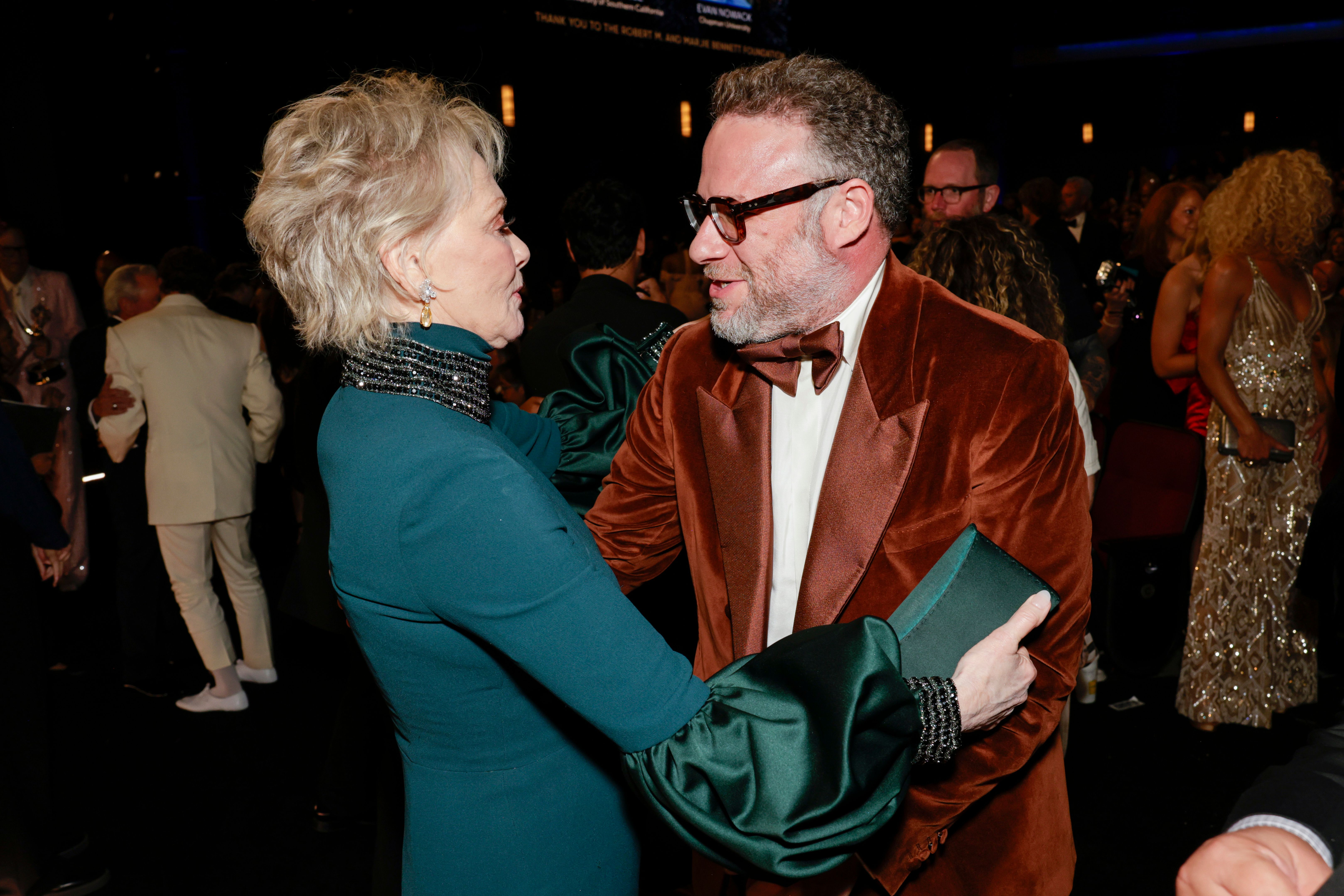 Jean Smart and Seth Rogen attend The 77th Primetime Emmy Awards