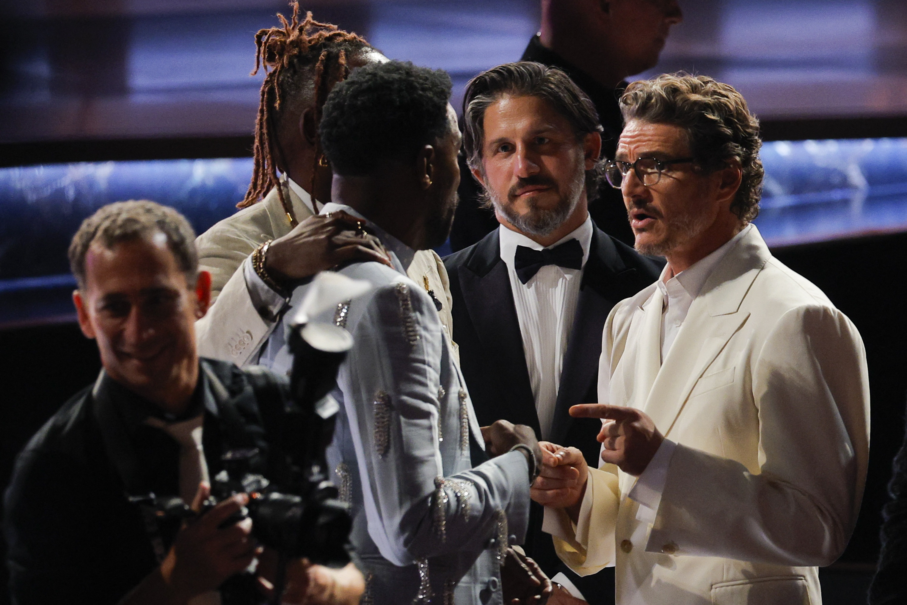 Colman Domingo and Pedro Pascal attend The 77th Primetime Emmy Awards