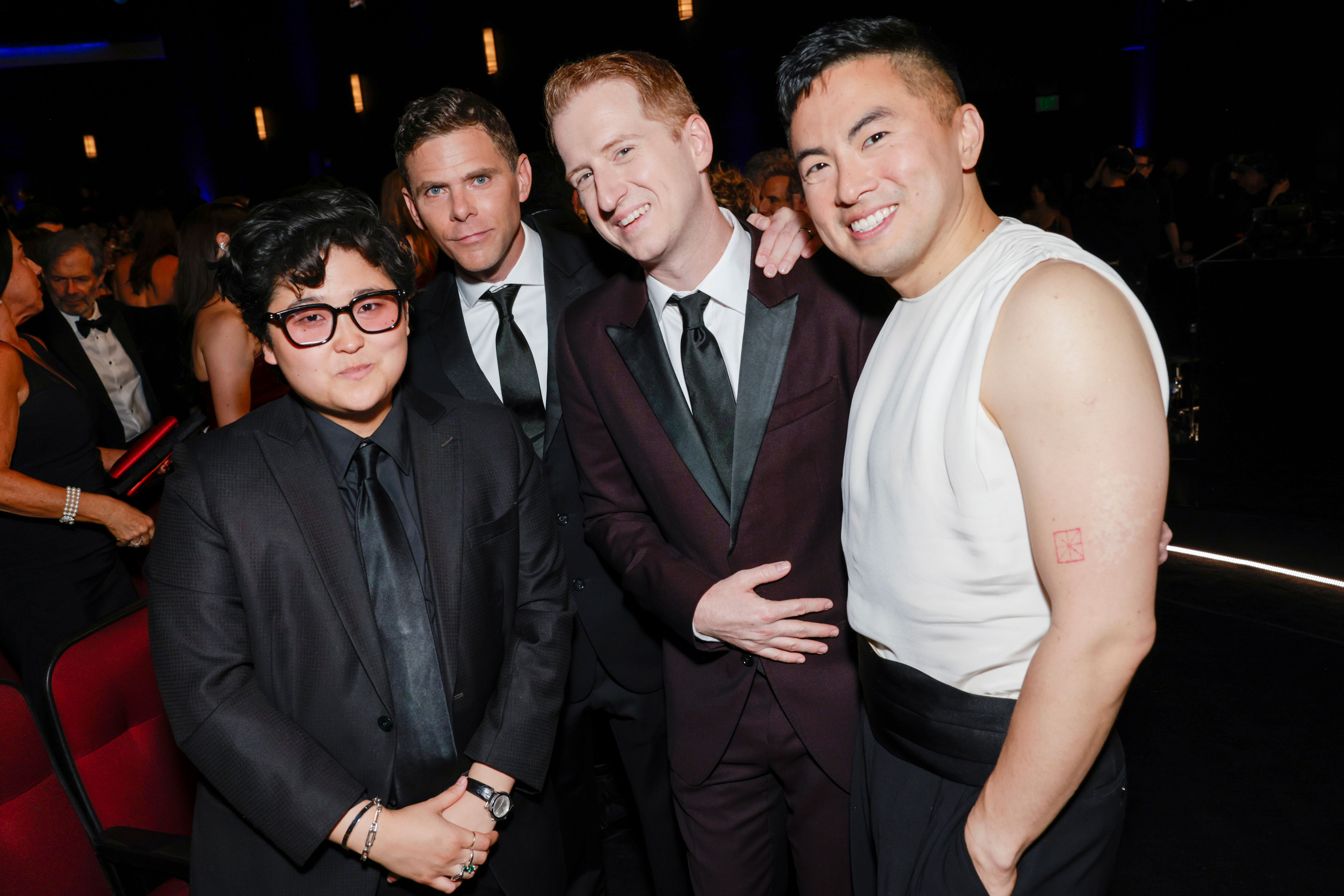 Celeste Yim, Mikey Day, James Austin Johnson, and Bowen Yang attend The 77th Primetime Emmy Awards