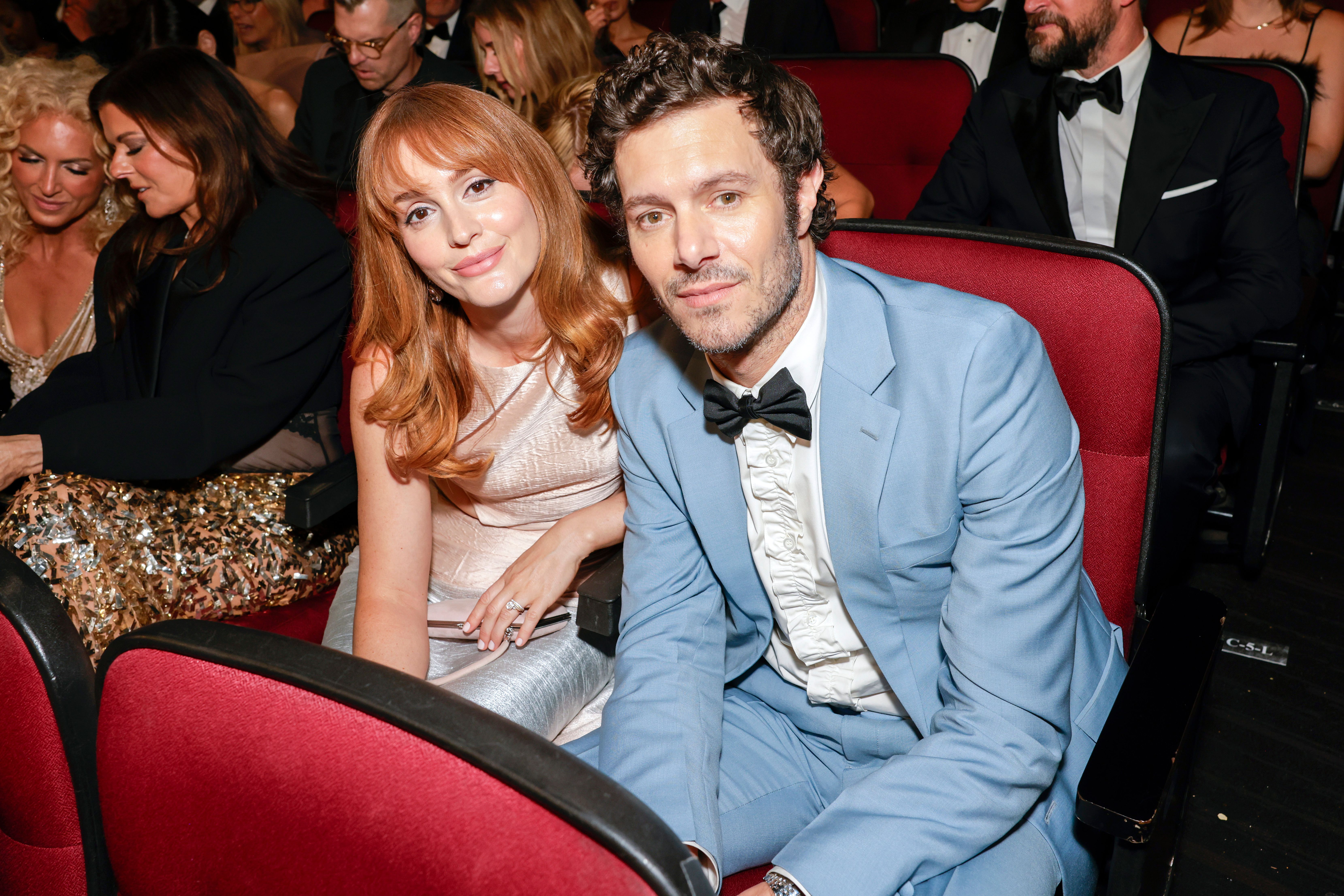 Leighton Meester and Adam Brody attend The 77th Primetime Emmy Awards