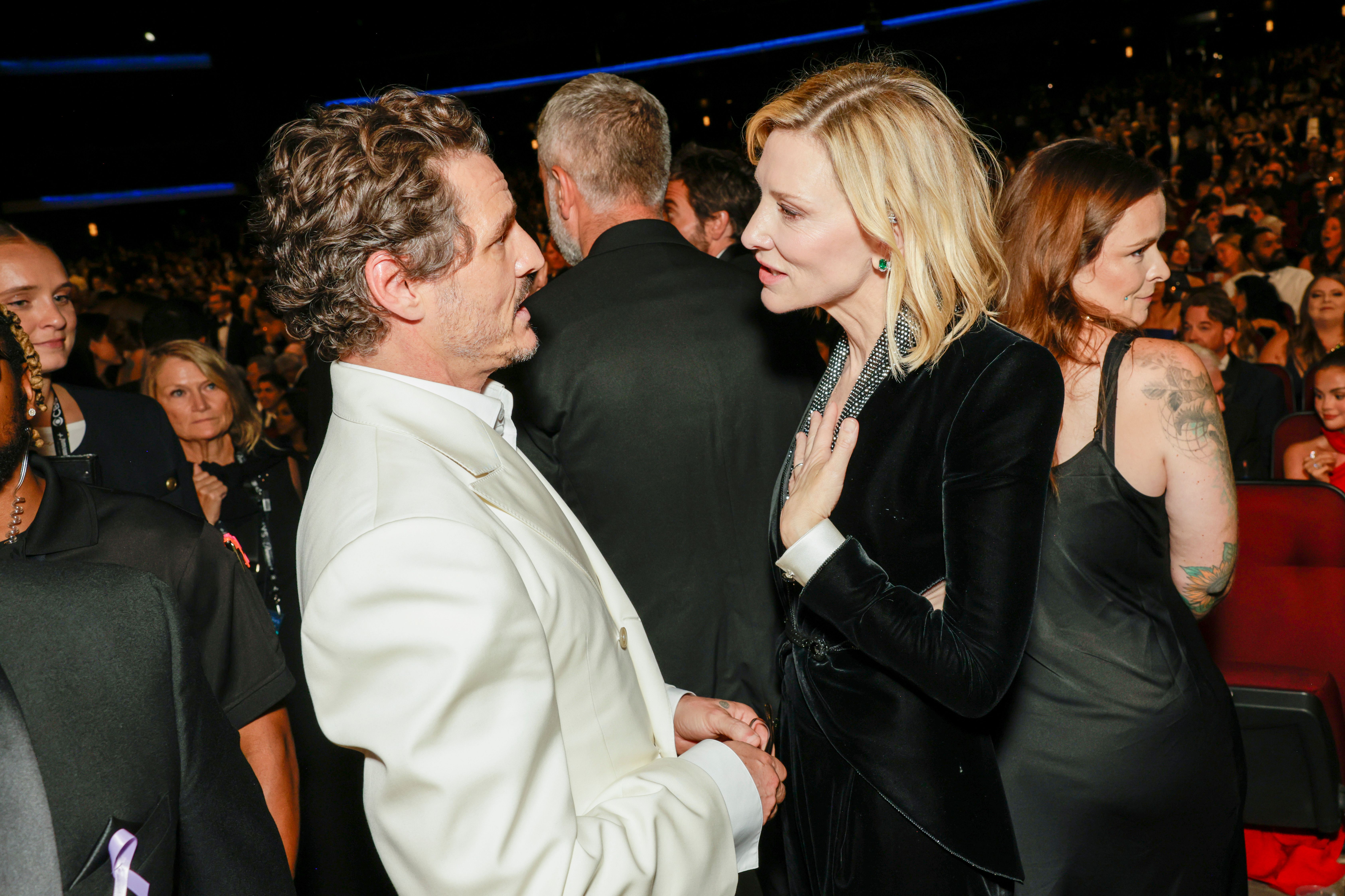 Pedro Pascal and Cate Blanchett attend The 77th Primetime Emmy Awards