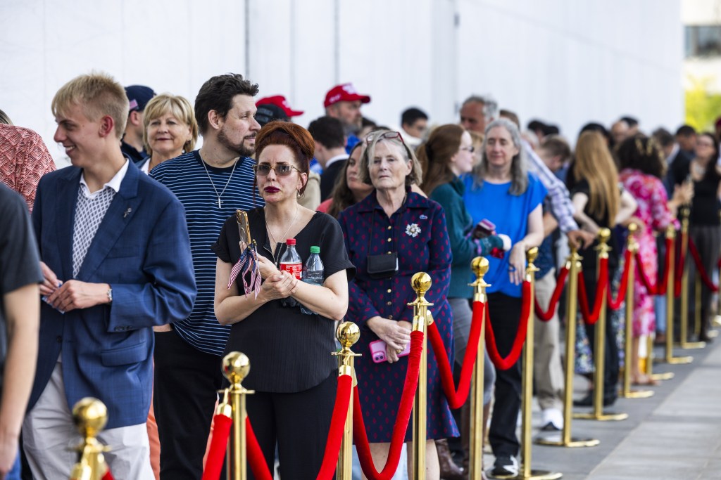 People lined up for a vigil for Charlie Kirk at the Kennedy Center.
