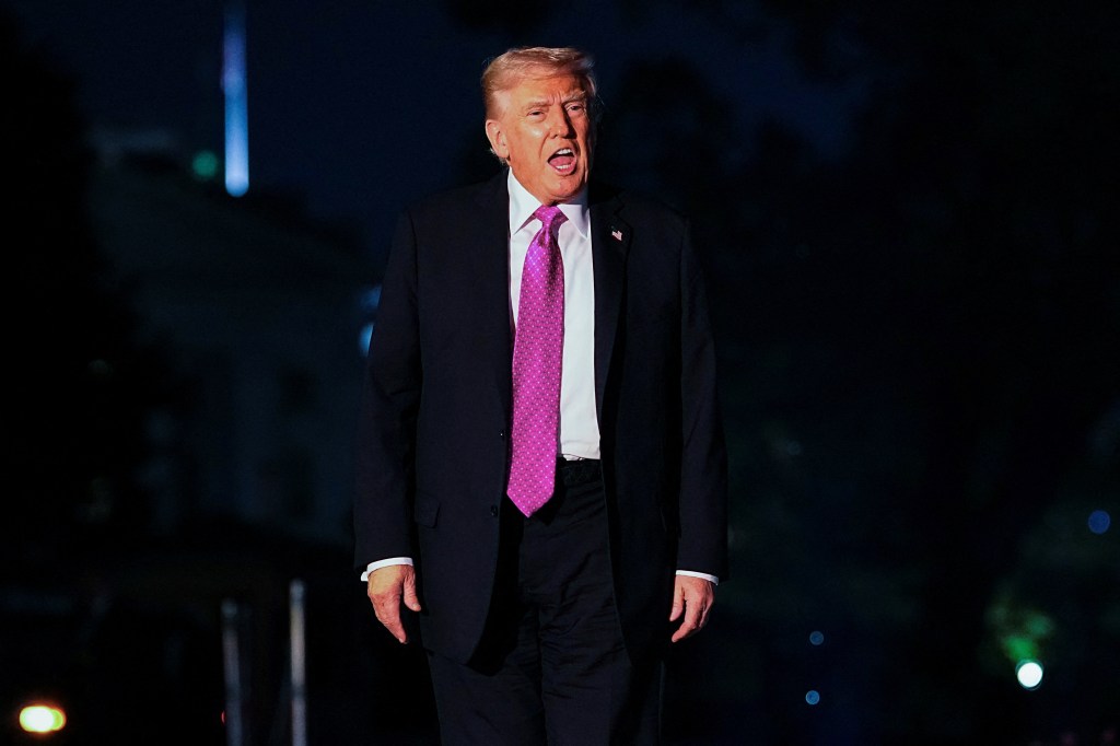 President Trump speaking at the White House.