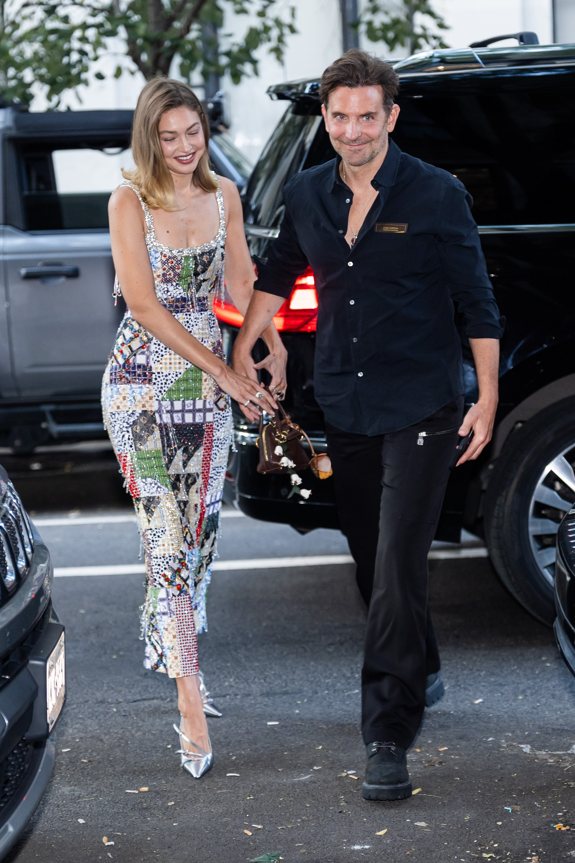Gigi Hadid and Bradley Cooper attends the Vogue October issue cocktail party at Monsieur in the East VIllage.