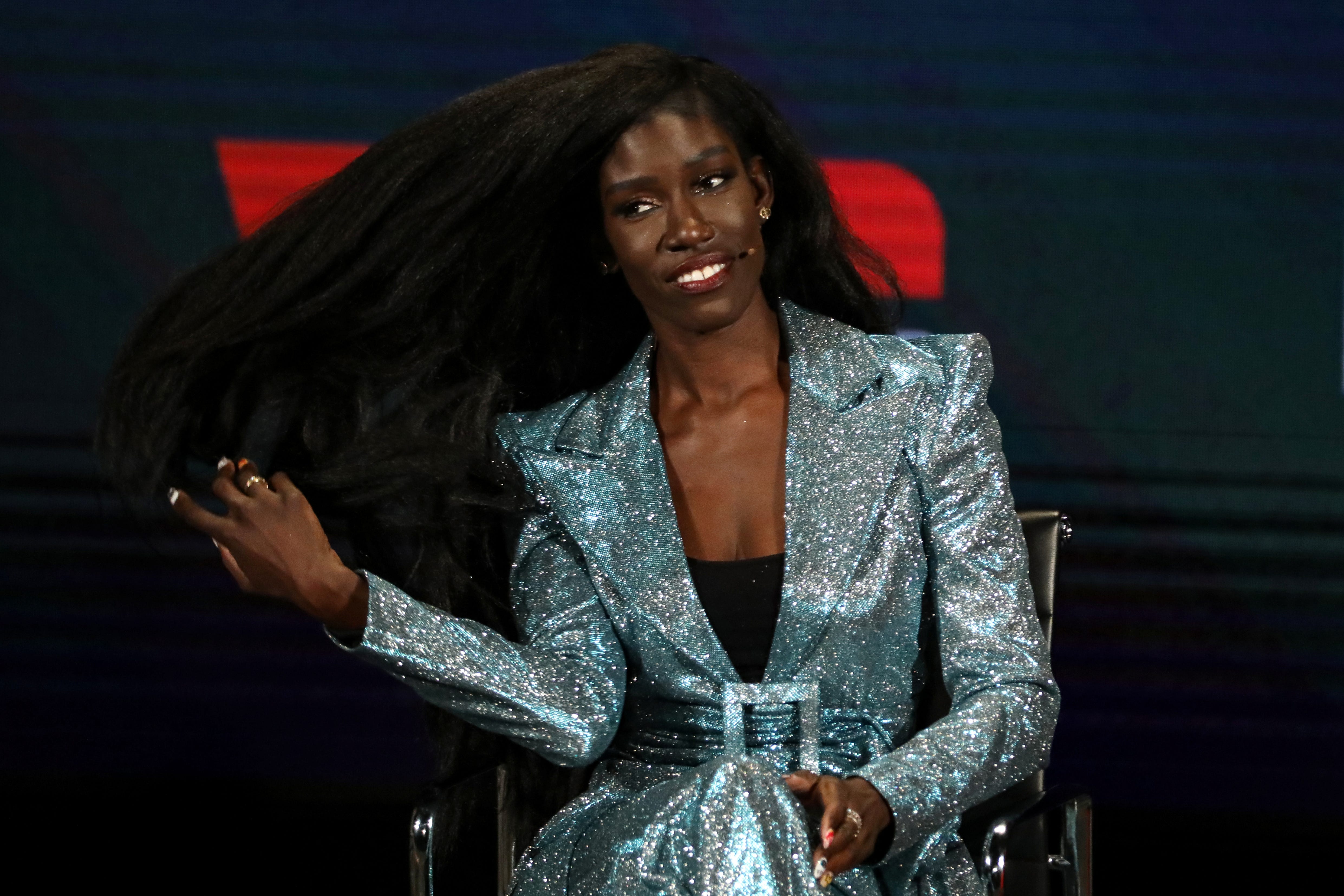 FILE PHOTO: Bozoma Saint John, CMO of William Morris Endeavor, speaks on stage at the Women In The World Summit in New York, U.S, April 12, 2019. REUTERS/Brendan McDermid