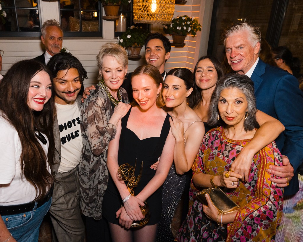 Megan Statlter, Mark Indelicato, Jean Smart, Hannah Einbinder, Paul W. Downs, Jane Statsky, Lucia Aniello, Rose Abdoo, and Christopher McDonald attend the HBO Max Primetime Emmy Awards Afterparty.