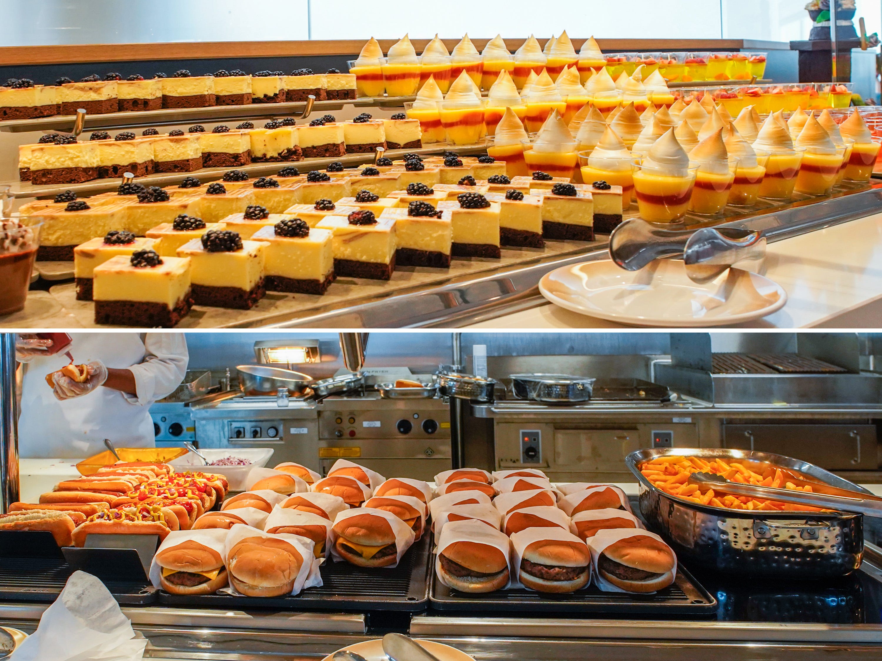 A composite image of buffet selections on Royal Caribbean's Wonder of the Seas