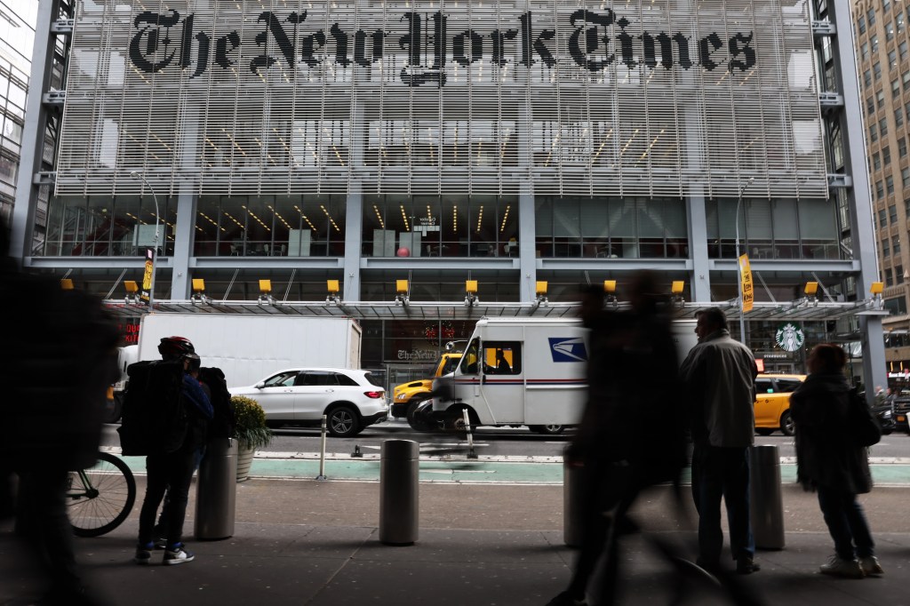 The New York Times headquarters is seen on December 08, 2022 in New York City.