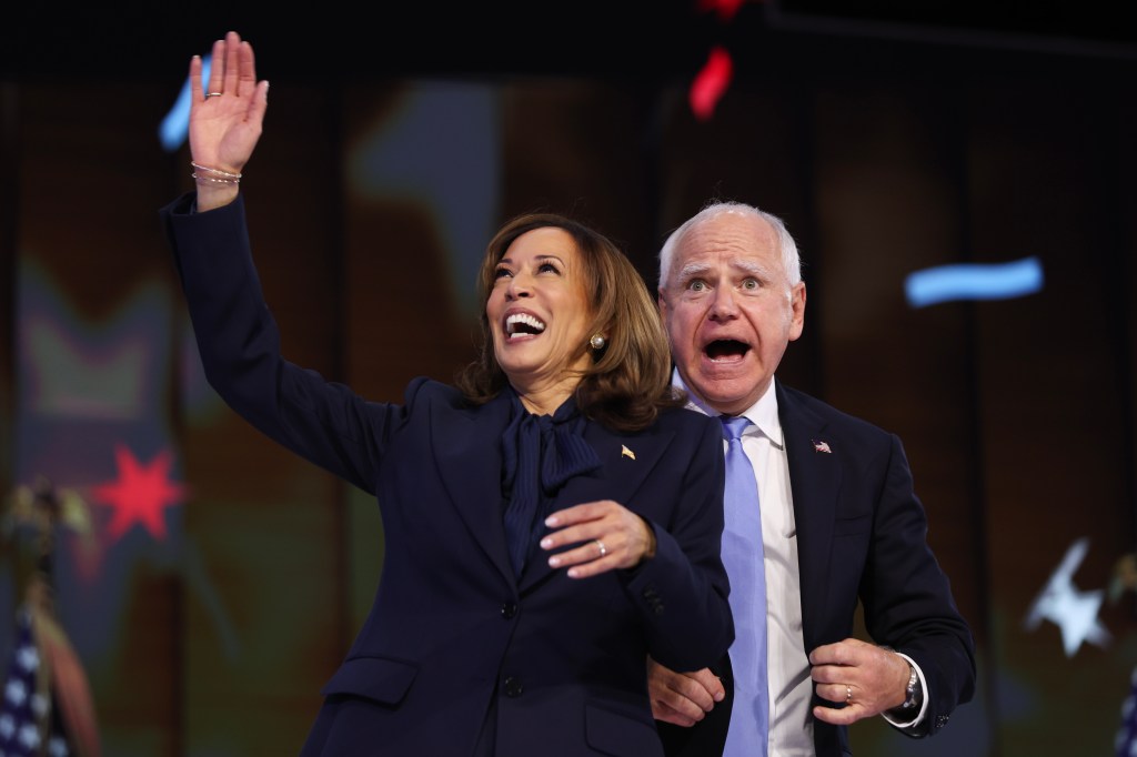 Kamala Harris and Tim Walz at the 2024 Democratic National Convention.