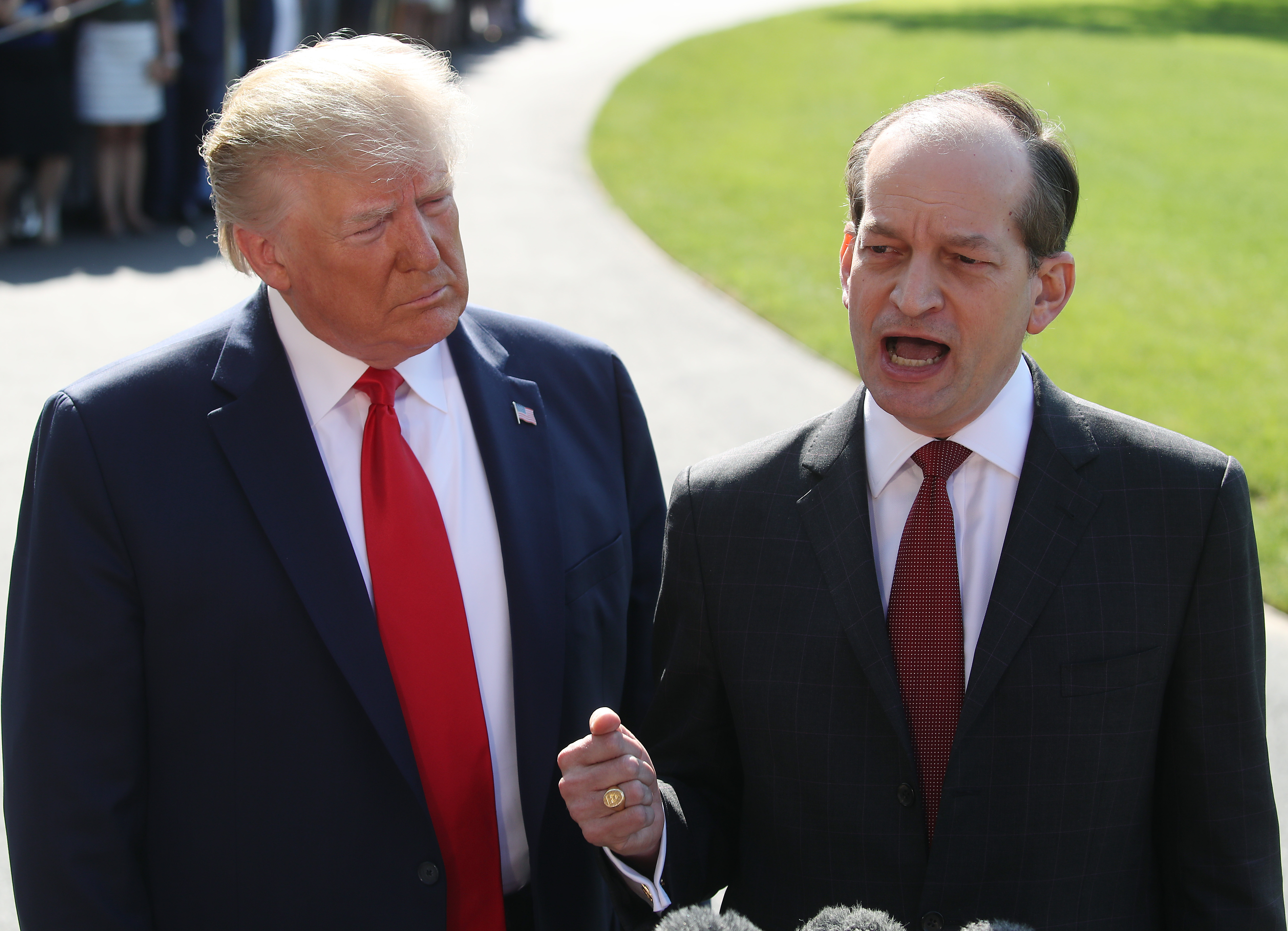 Trump's first labor secretary, Alex Acosta, negotiated the 2008 plea deal with Jeffrey Epstein. Acosta resigned in 2019.