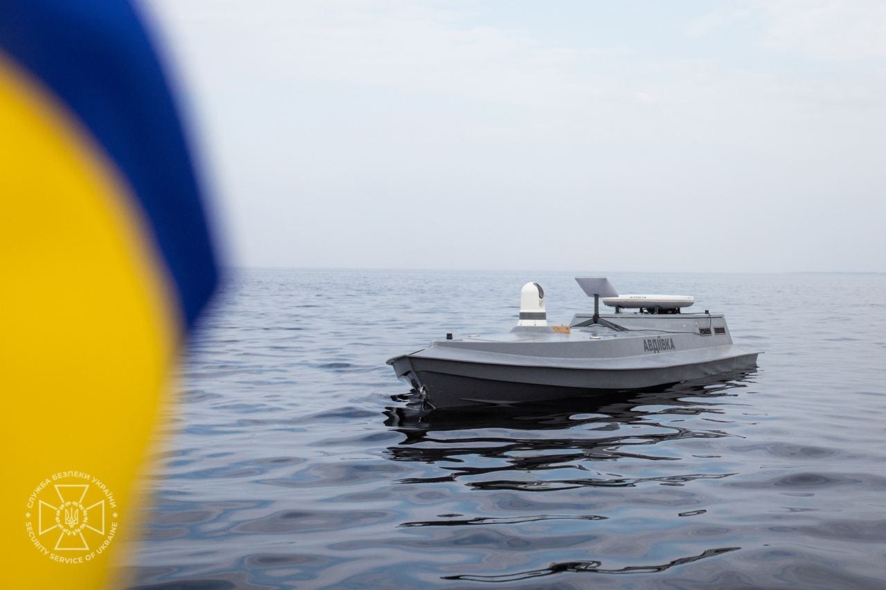 One of Ukraine's sea drones, funded by the large-scale volunteer collection platform UNITED24.