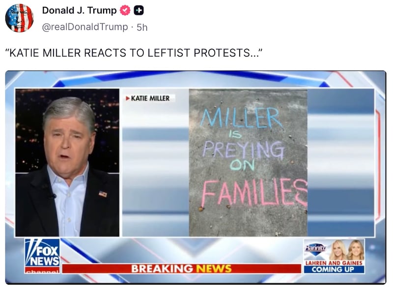Donald Trump shares a Fox News video on Truth Social.
