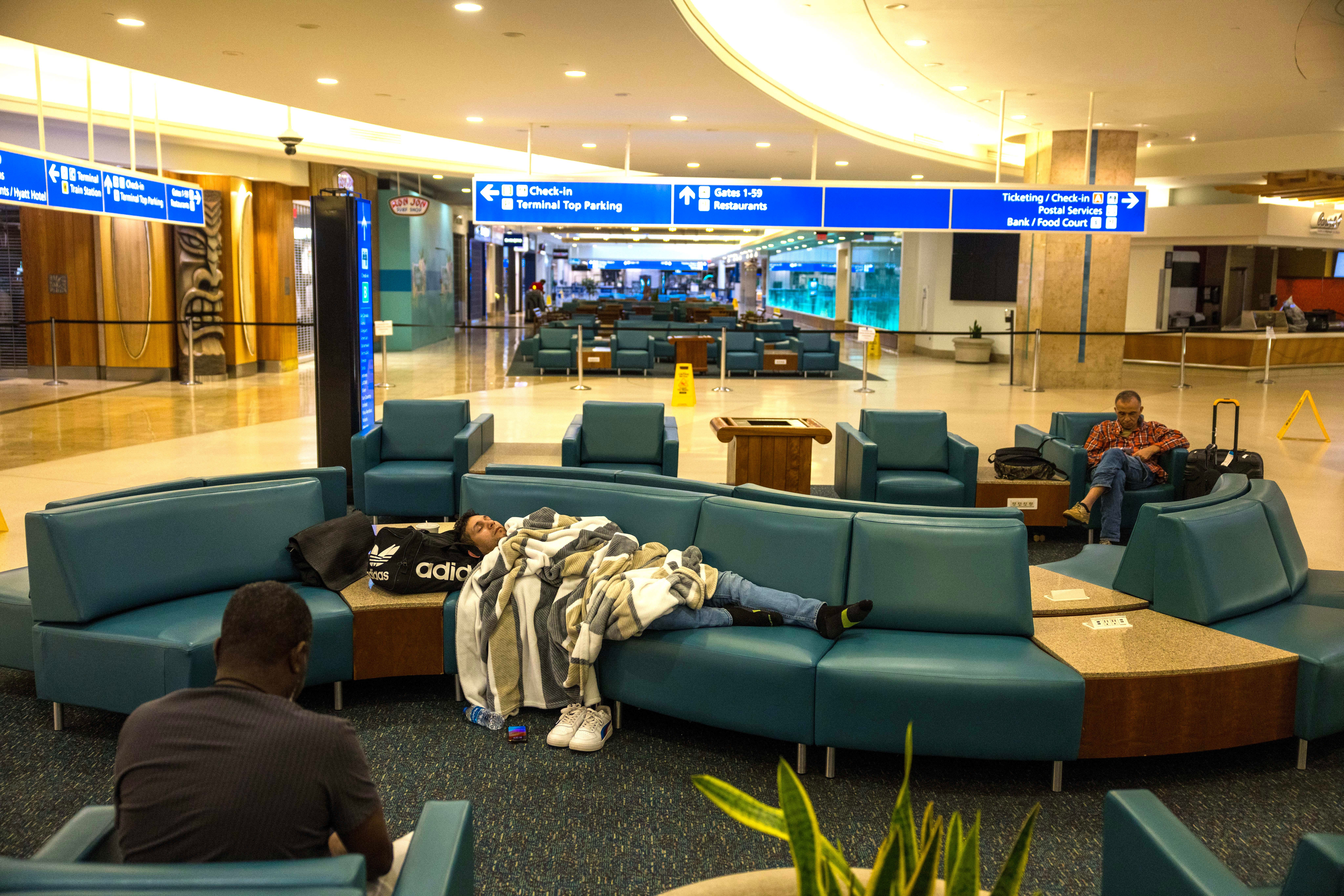 Indoor terminal at International Airport after Hurricane Milton passed through the area on October 10, 2024 in Orlando, Florida.