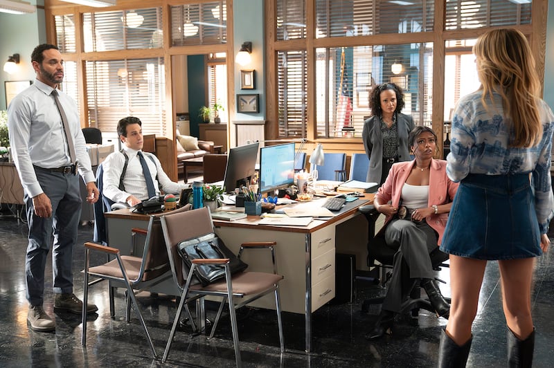 Daniel Sunjata, Deniz Akdeniz, Judy Reyes, and Javicia Leslie in High Potential.