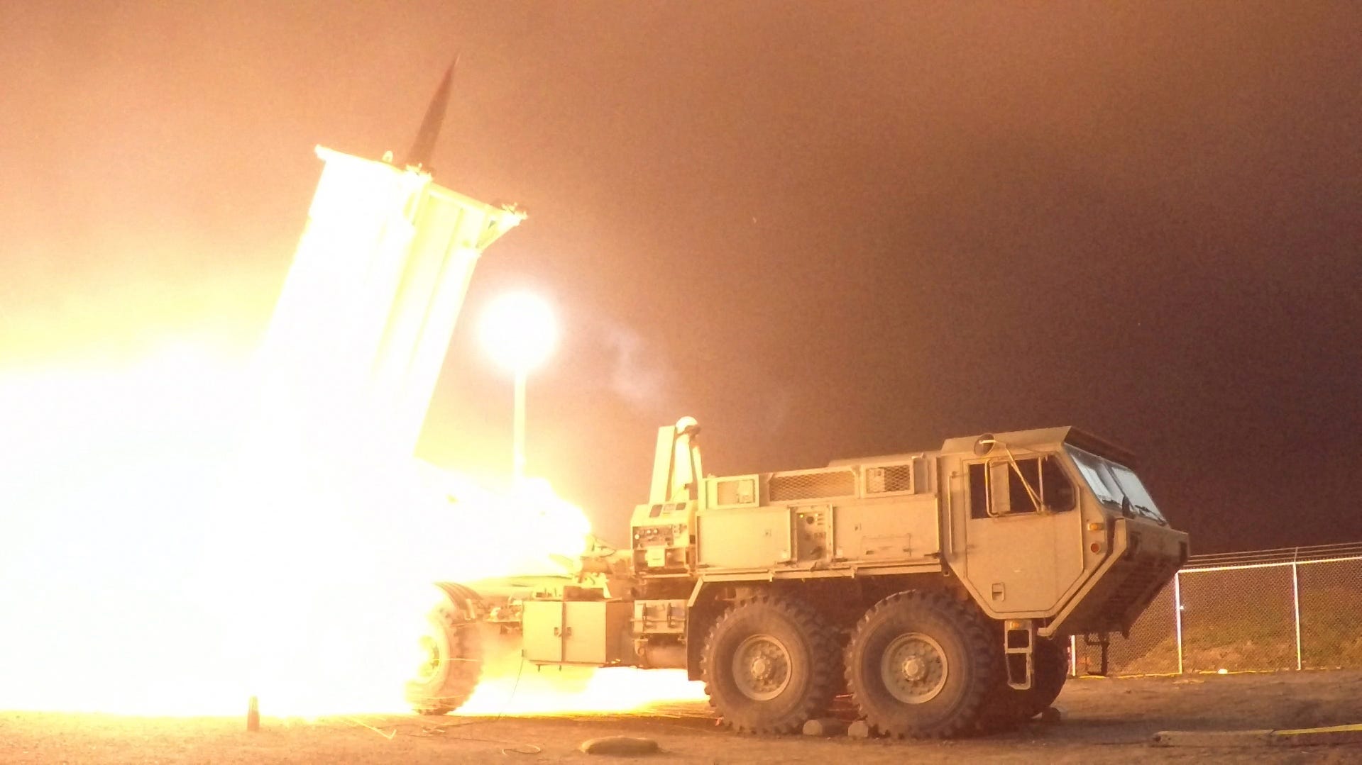 A THAAD interceptor is launched during a test in July 2017.