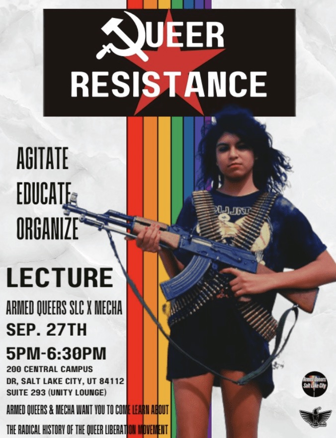 A poster for Armed Queers SLC.