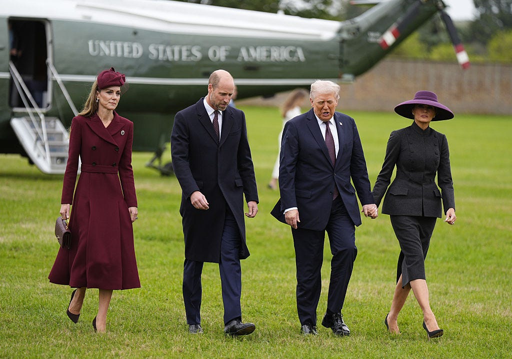 Prince William and Kate Middleton greet President Donald Trump and first lady Melania Trump at Windsor Castle.