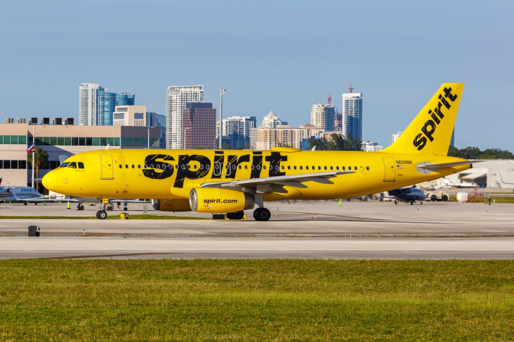 Spirit Airlines Airbus A320 at Fort Lauderdale airport.