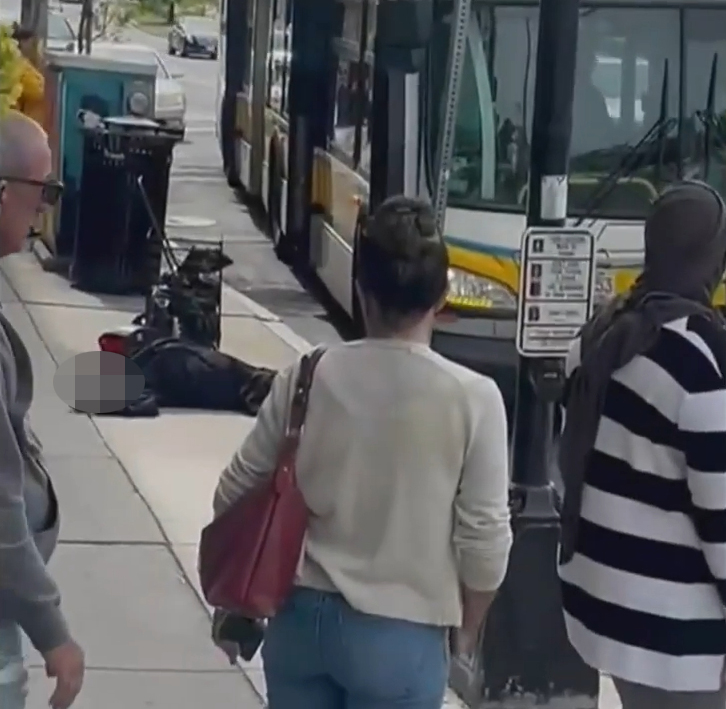 The alleged bus bully then delivered a second forceful push that launched the senior citizen out of the passenger entry door and face-first onto the hard concrete in front of horrified bus riders.