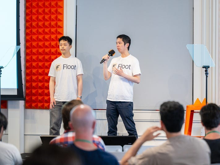 Floot's Edward Look and Yujian Yao, speaking at Y Combinator.