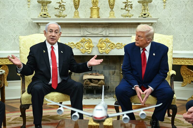 US President Donald Trump meets with Israeli Prime Minister Benjamin Netanyahu