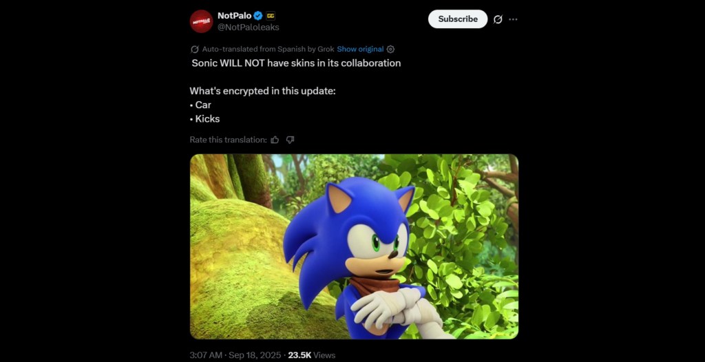 Sonic Fortnite Items Leak