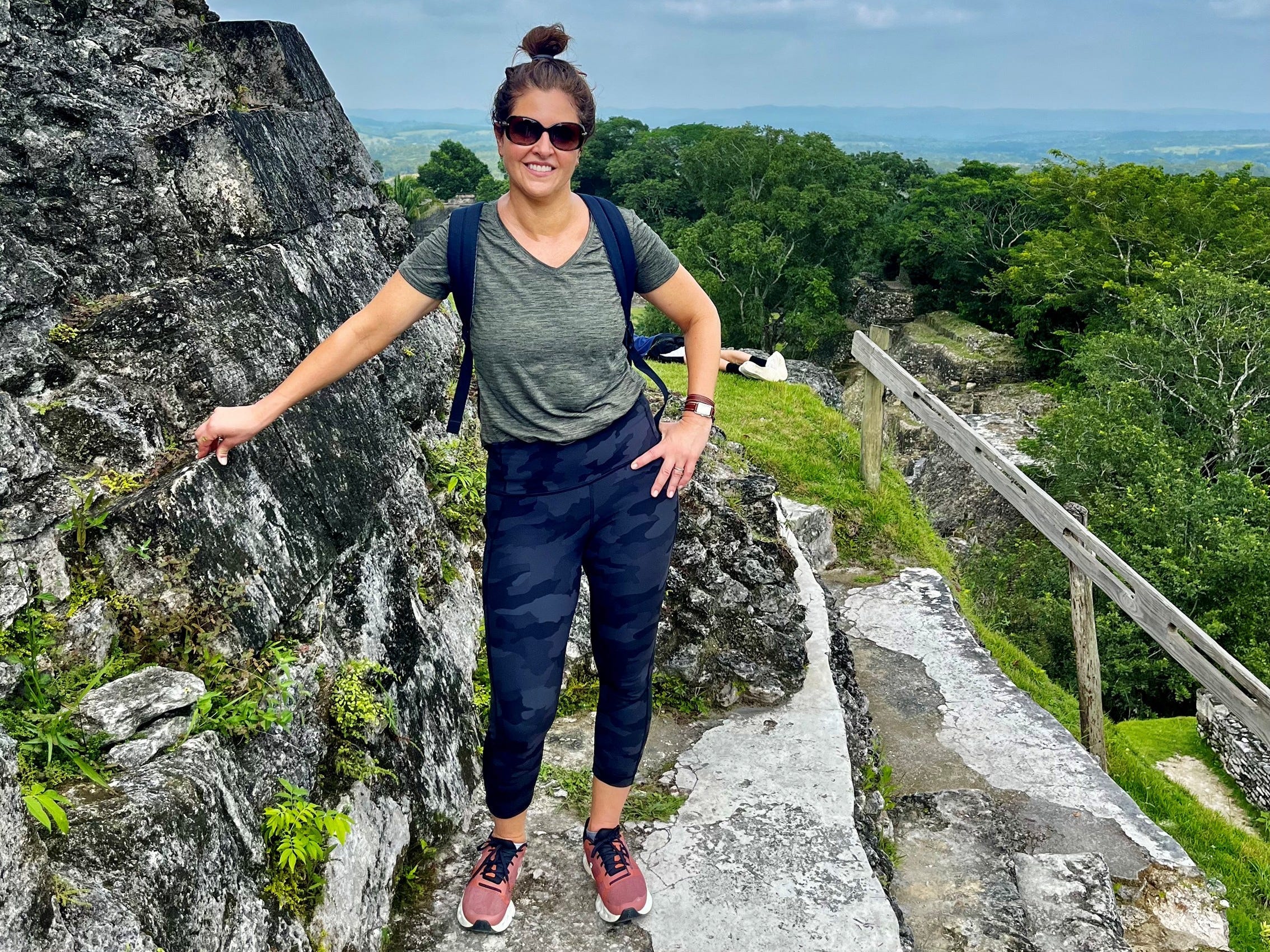 Author Christina Valhouli at Xunantanich ruins