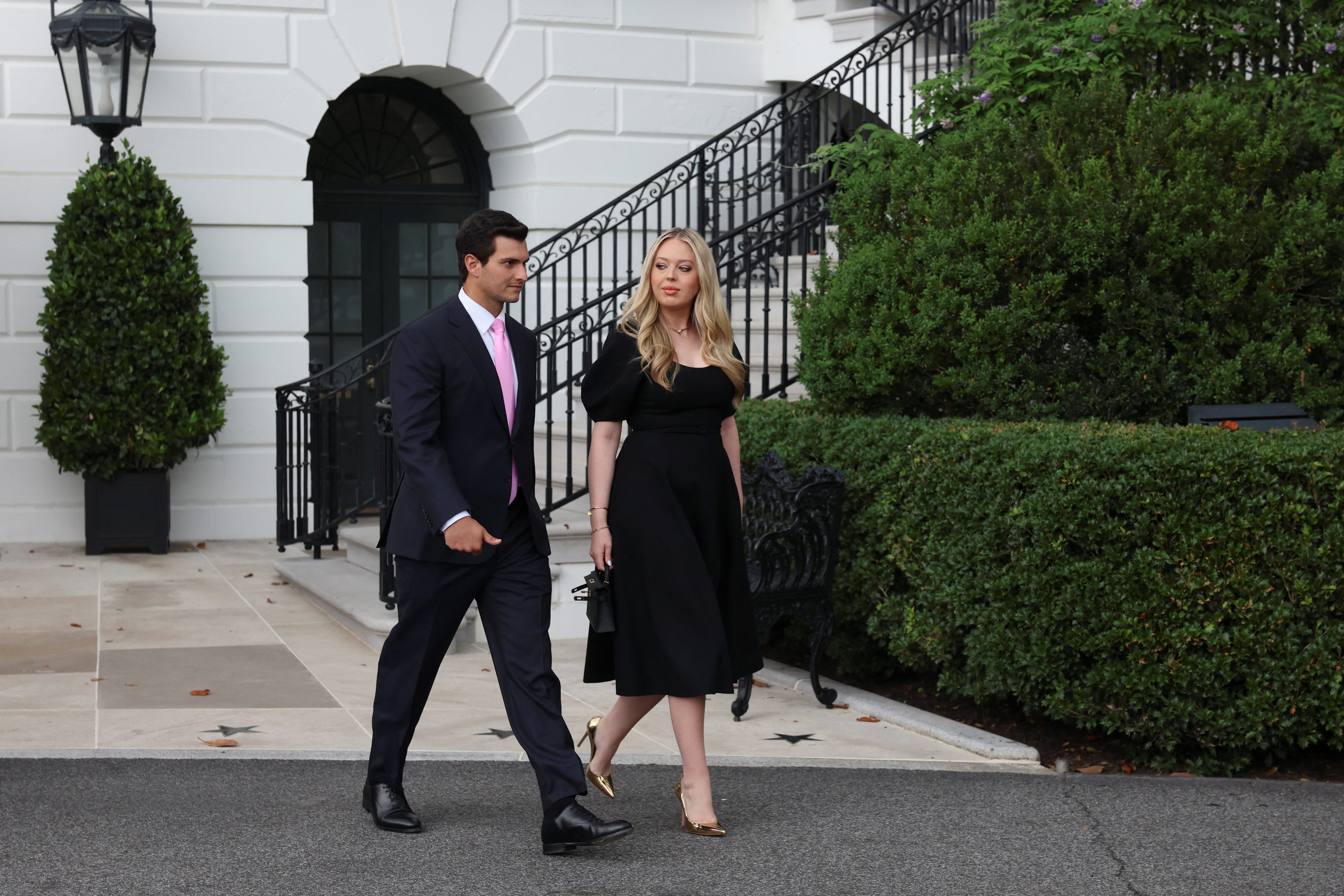 Tiffany Trump and Michael Boulos at the White House on the day of a military parade in June 2025.