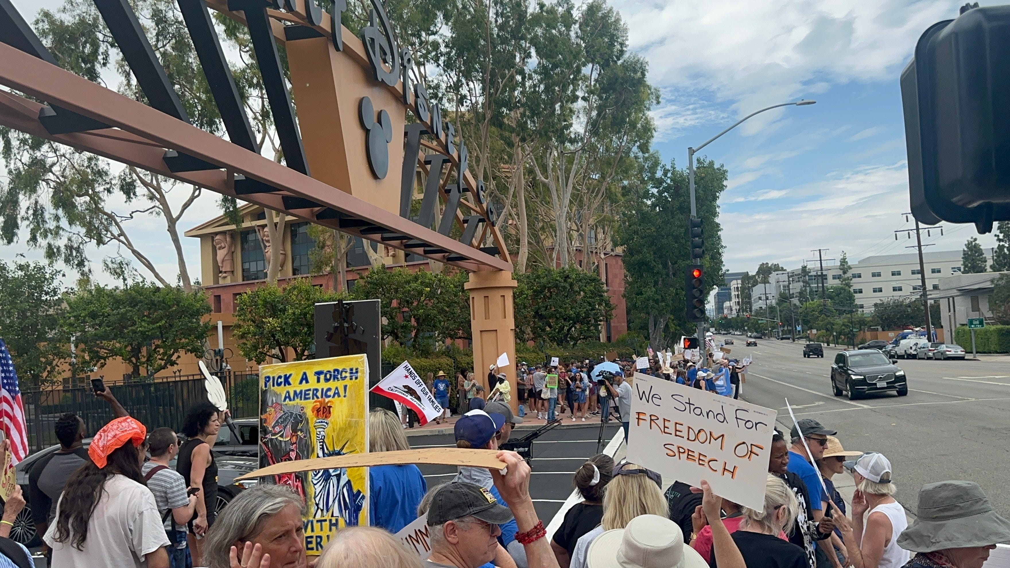 Protesters at Disney main gate.