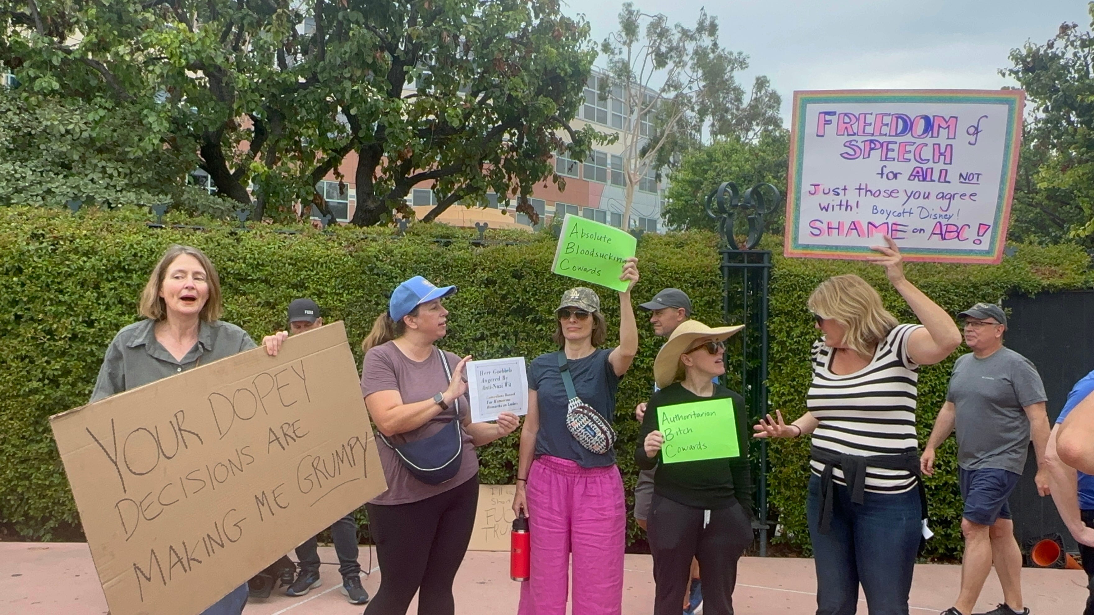 Protesters with signs.