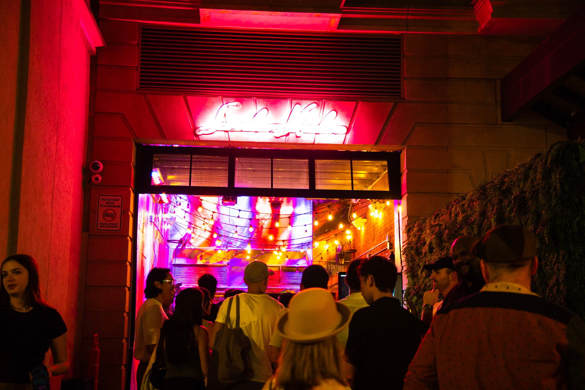 The entrance to a nightclub.