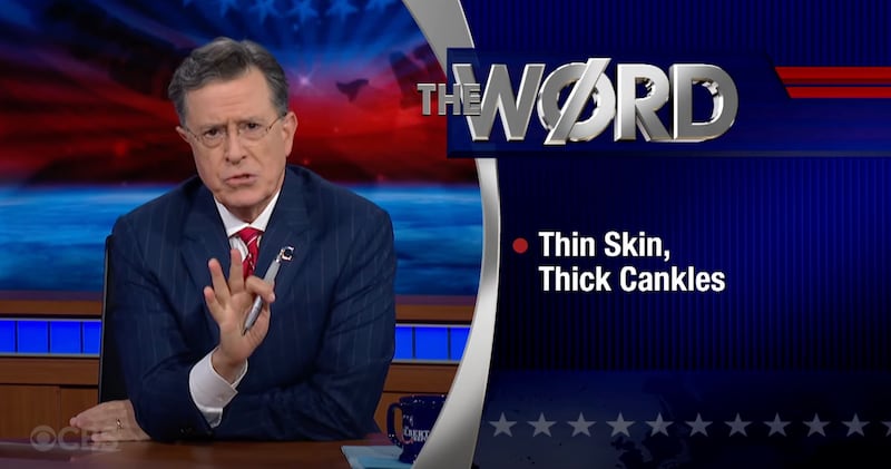 Stephen Colbert revives The Word segment for Jimmy Kimmel.