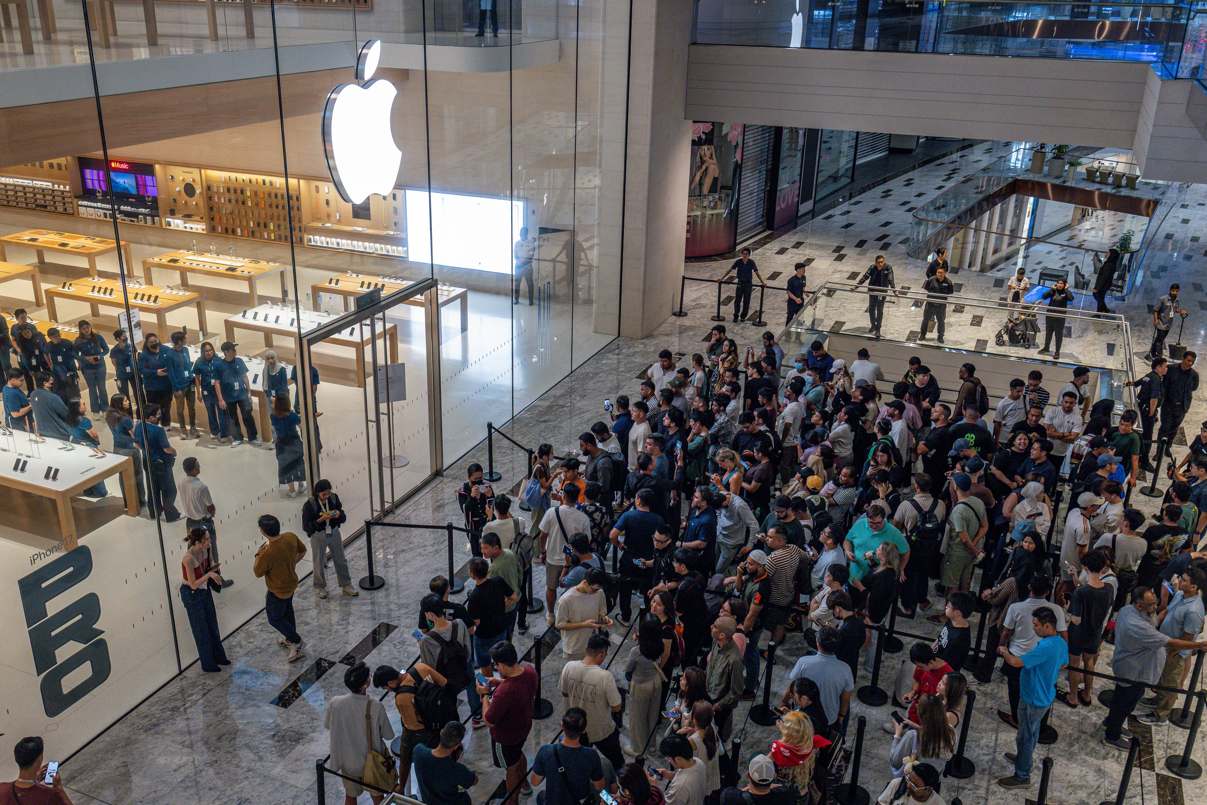 The Apple Store line is pictured in Kuala Lumpur, Malaysia
