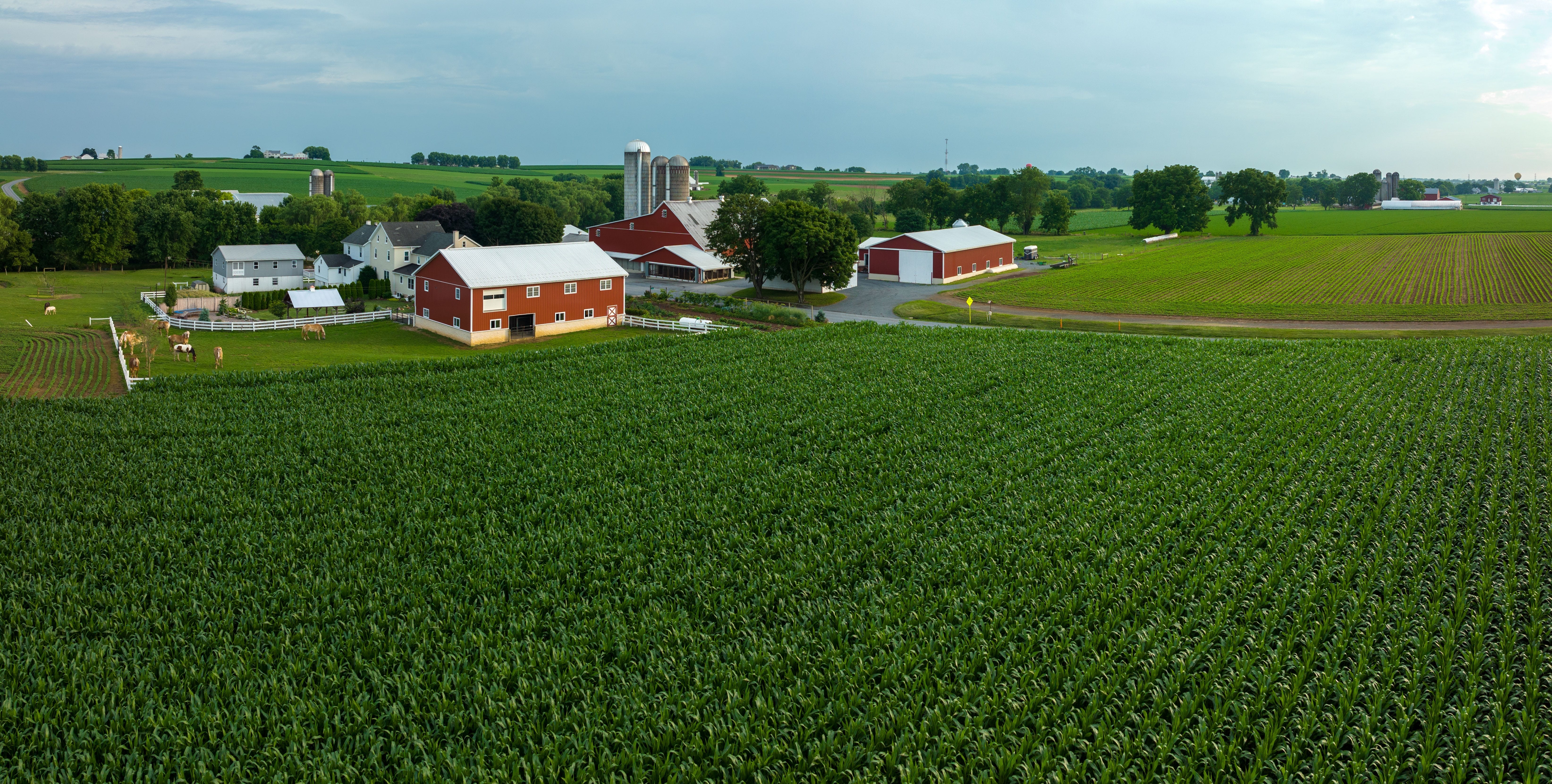 Aerial view of a farm in Pennsylvania