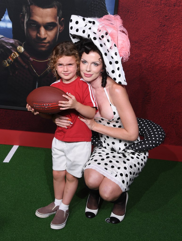 Julia Fox takes her son Valentino to a movie premiere. 