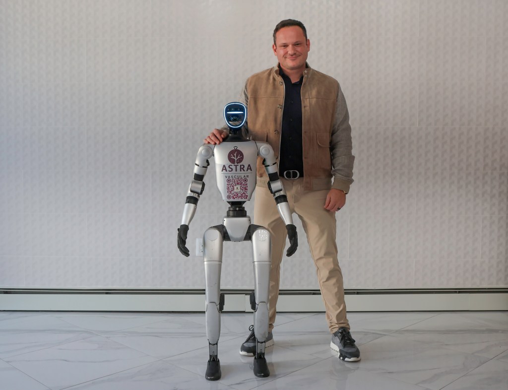 Astra, a manually-operated robot with owner George Bolotin,