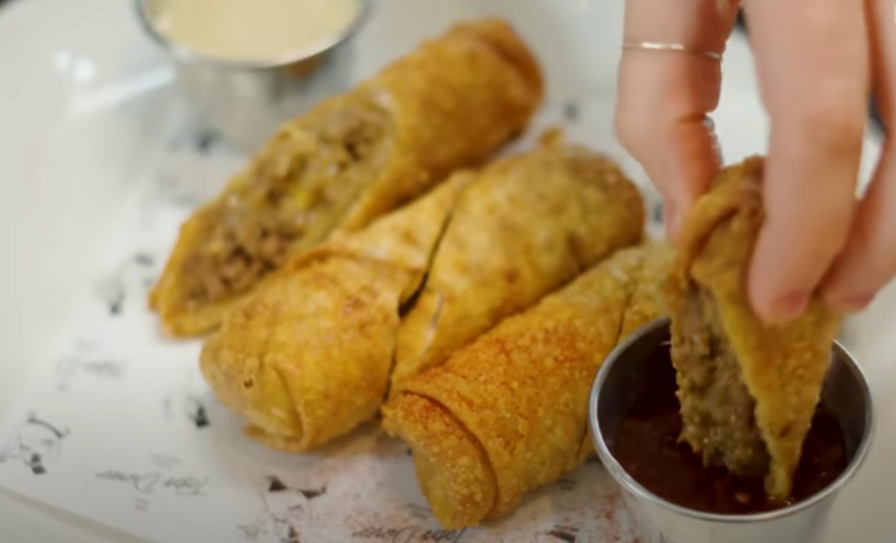 Cheesesteak Egg Rolls Tops