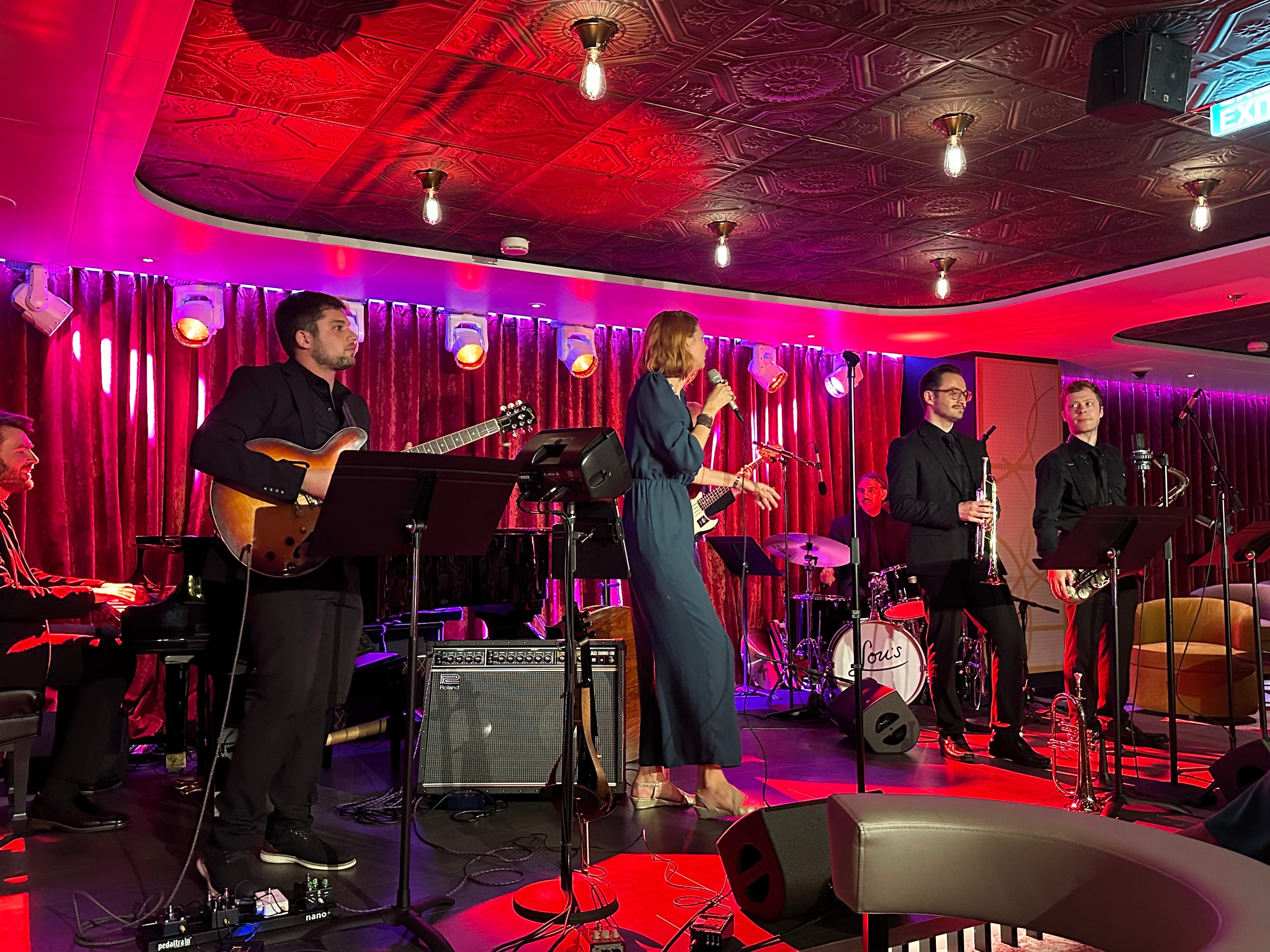 A jazz club on board the Star of the Seas cruise ship.