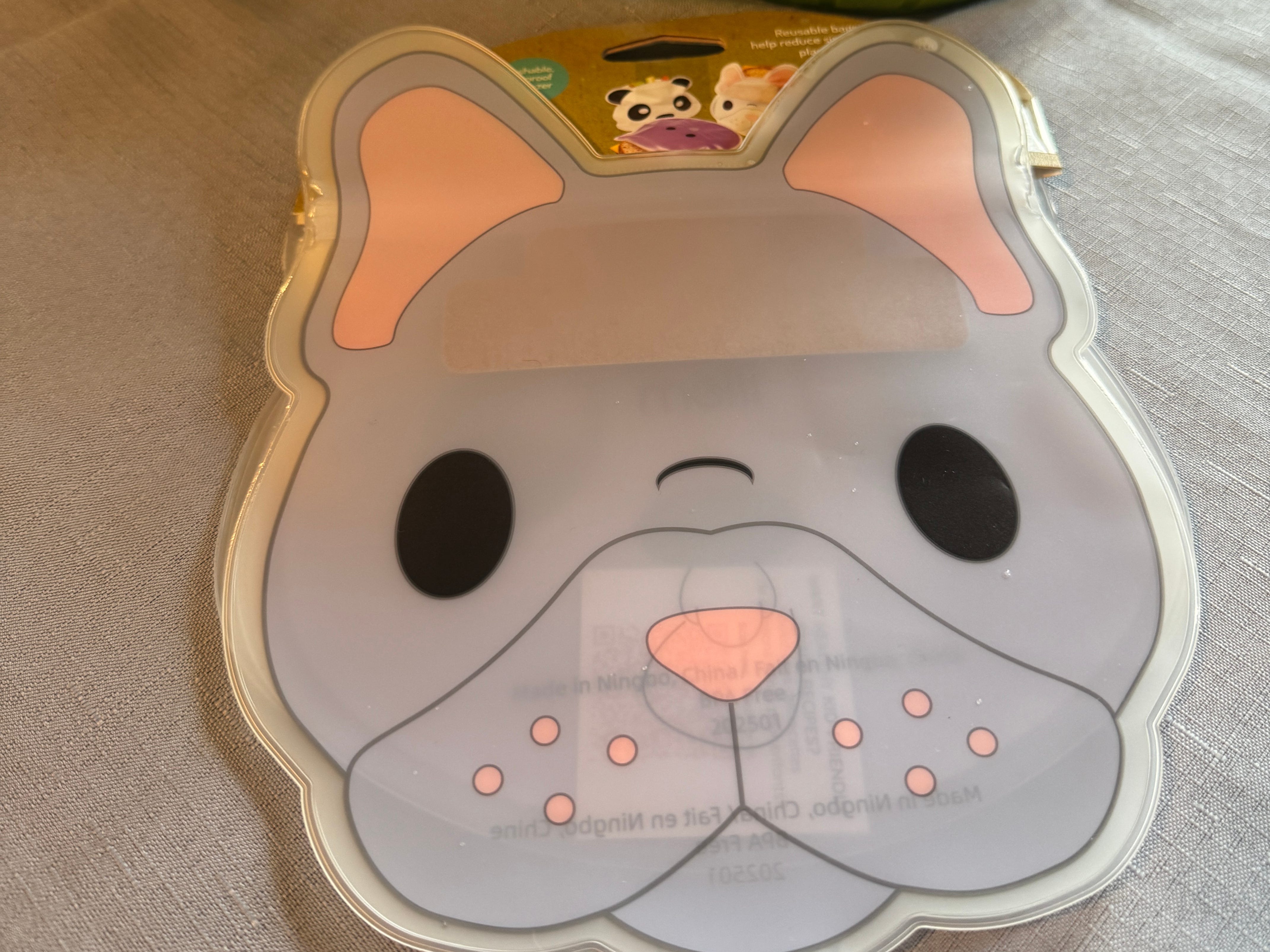Animal-face plastic bags.