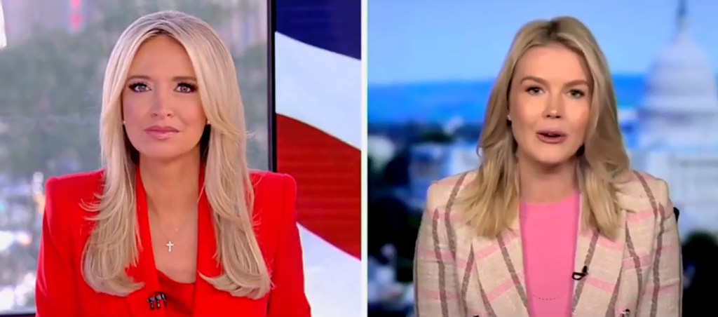 Collage of Kayleigh McEnany on the left and Karoline Leavitt on the right.