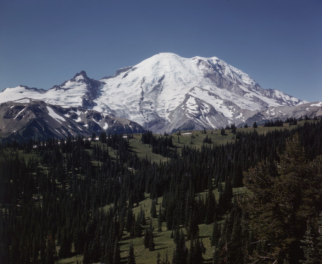 Mount Shasta in the Cascade Mountains of California.